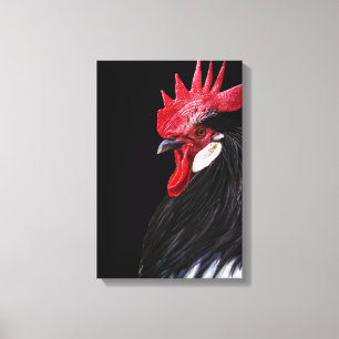 Impressão Em Tela Foto de frango preto vermelho-branco da Fazenda co