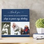 Impressão Em Tela Foto de Lembrança Tira Azul Dormindo na Praça da P<br><div class="desc">Crie uma foto personalizada, canvas quadrada em memória de alguém especial. A mensagem memorial é totalmente editável e atualmente lê "obrigado você por uma vida de amor e felicidade - durma em paz, meu querido". Ele é escrito em elegante escrita à mão e impressão moderno em maiúsculas. O modelo de...</div>