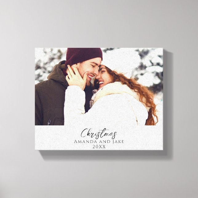 Impressão Em Tela Foto de Natal Personalizada de Branco Moderno (Frente)