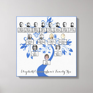 Impressão Em Tela Foto de quatro gerações da árvore floral azul Silh