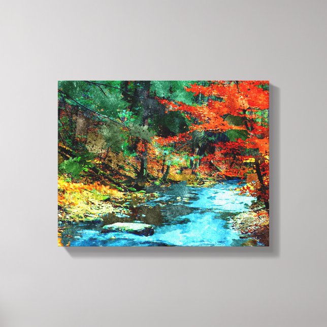 Impressão Em Tela Foto de Queda Digital de Aquarela (Frente)