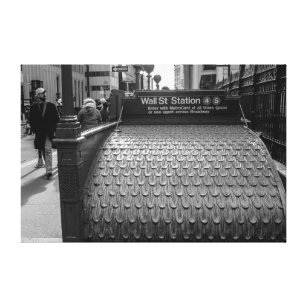 Impressão Em Tela Foto de Wall Street da Nova Iorque em preto & no