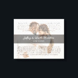 Impressão Em Tela Foto do Aniversário do Casamento de Arte de Vow<br><div class="desc">Elegante arte de voto de casamento. Crie seu próprio presente de casamento,  presente de aniversário ou manutenção pessoal,  adicionando os nomes do casal,  a data de casamento e seus votos de casamento. Ao fundo,  carregue uma fotografia romântica de casamento.</div>