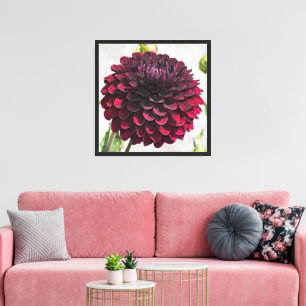 Impressão Em Tela Foto do Bloom Dahlia Vermelha Escura