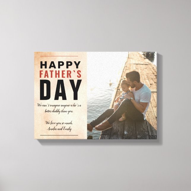 Impressão Em Tela Foto do Dia do Pai Feliz do Pai de Água (Frente)