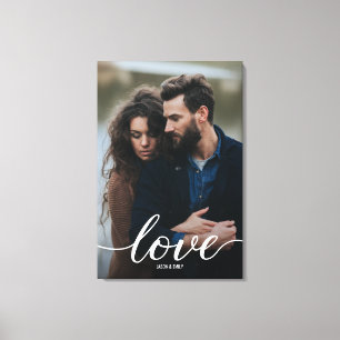 Impressão Em Tela Foto do noivado com nomes Retrait Love Script