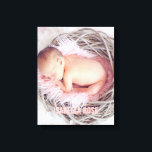 Impressão Em Tela Foto do nome do bebê rosa<br><div class="desc">Design de cheio de sangramento simples e chic. Personalize-o com a data de nascimento do seu bebê,  nome,  ou qualquer texto da sua escolha para uma bela e única peça de arte em parede.</div>