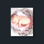 Impressão Em Tela Foto do nome do bebê rosa<br><div class="desc">Design de cheio de sangramento simples e chic. Personalize-o com a data de nascimento do seu bebê,  nome,  ou qualquer texto da sua escolha para uma bela e única peça de arte em parede.</div>