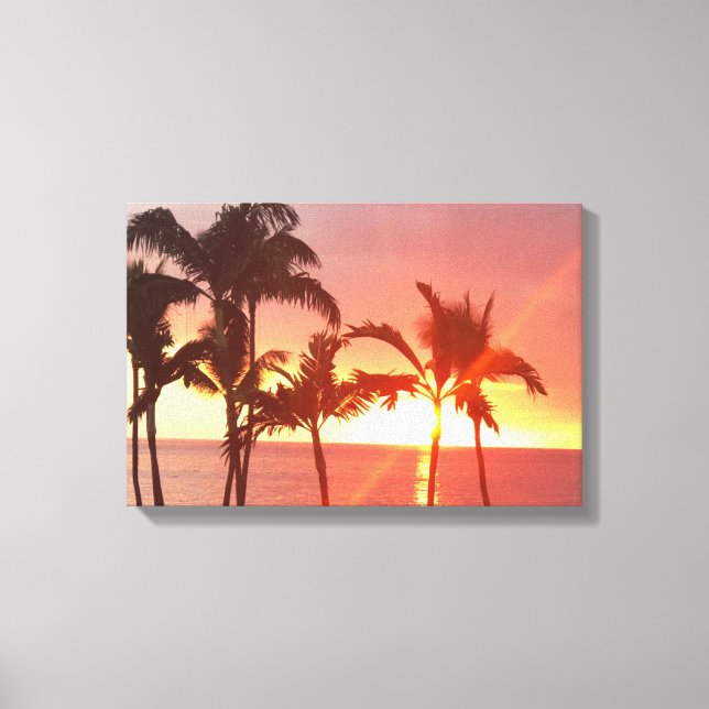 Impressão Em Tela Foto do Pôr do Sol do Havaí em Tela Esticada Desen (Frente)