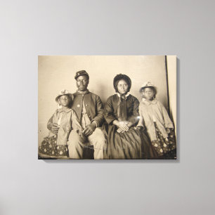 Impressão Em Tela Foto do vintage do soldado da união com família