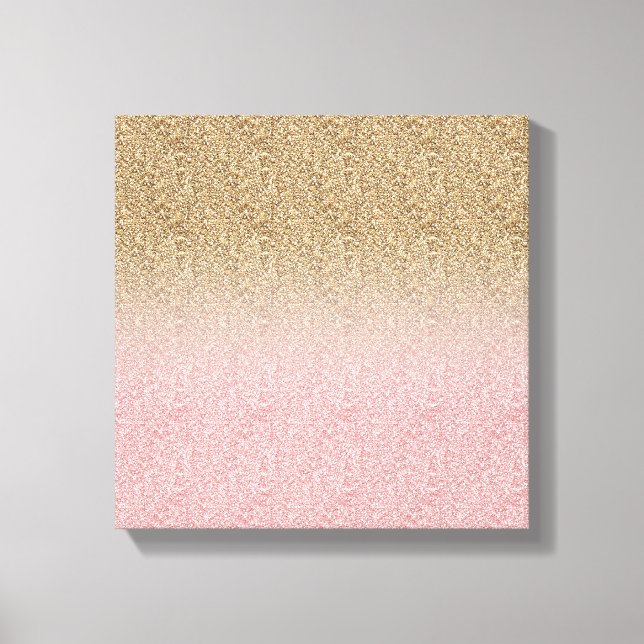 Impressão Em Tela Foto Elegante Rosa Dourada e Dourada Glitter Spark (Frente)