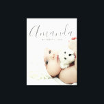 Impressão Em Tela Foto personalizada com nome e texto personalizados<br><div class="desc">Crie um presente personalizado de fotos com sua própria foto, de sua amada foto de família até sua adorável foto de estimação, para tornar seu design único. Este design apresenta uma fotografia personalizada com nome personalizado no estilo de fonte do script moderno e texto personalizado no estilo de fonte sans...</div>