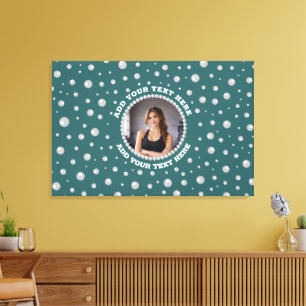 Impressão Em Tela Foto Personalizada com Pérolas em Círculo sobre Az