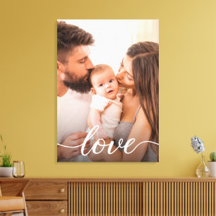 Impressão Em Tela Foto Personalizada da Família com Script de Amor