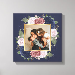 Impressão Em Tela Foto Personalizada Da Família Floral Azul Cor-De-