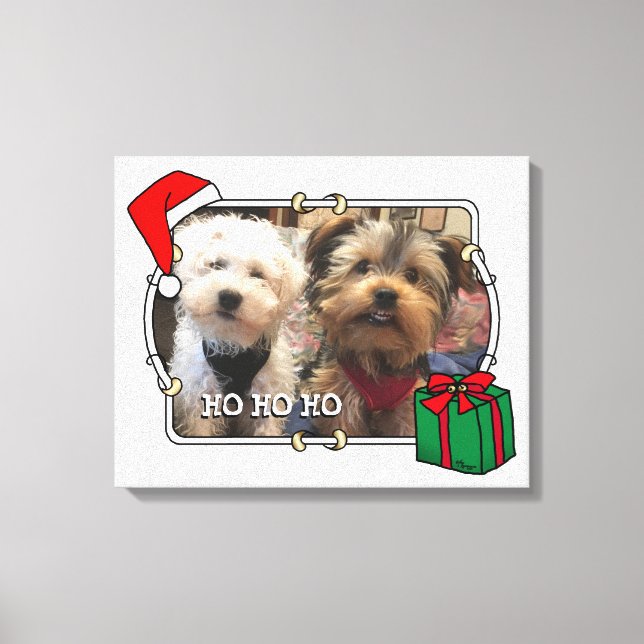 Impressão Em Tela Foto personalizada Santa Hat Pet HO HO (Frente)