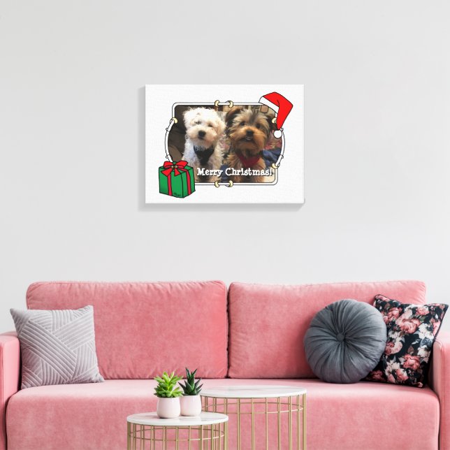 Impressão Em Tela Foto personalizada Santa Hat Pet HO HO (Insitu(Sala de estar))