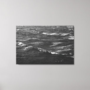 Impressão Em Tela Foto preta e branca de um mar tempestuoso