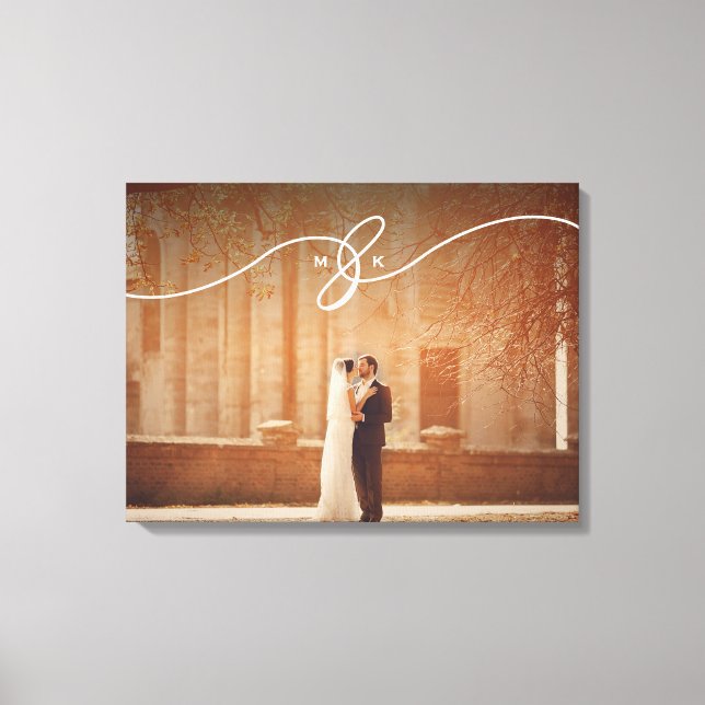 Impressão Em Tela Foto Simples de Casamento de Ampersand Monogramas (Frente)