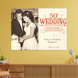 Impressão Em Tela Foto Vintage 50º Aniversário de Casamento 