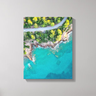 Impressão Em Tela fotografia da estrada na floresta com vista às ave