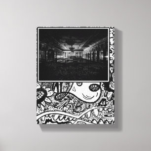 Impressão Em Tela Fotografia da Sala de Baile Preto e Branco