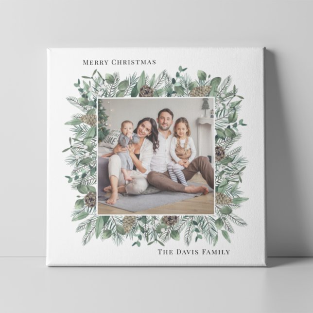 Impressão Em Tela Fotografia de Natal com Verde Natal Rústico (Criador carregado)