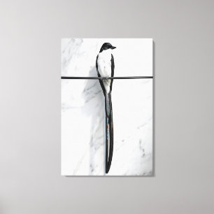 Impressão Em Tela Fotografia Minimalista de Pássaro no Fio