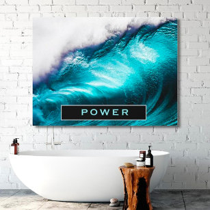 Impressão Em Tela Fotografia Power Inspirational Word Onda Oceânica