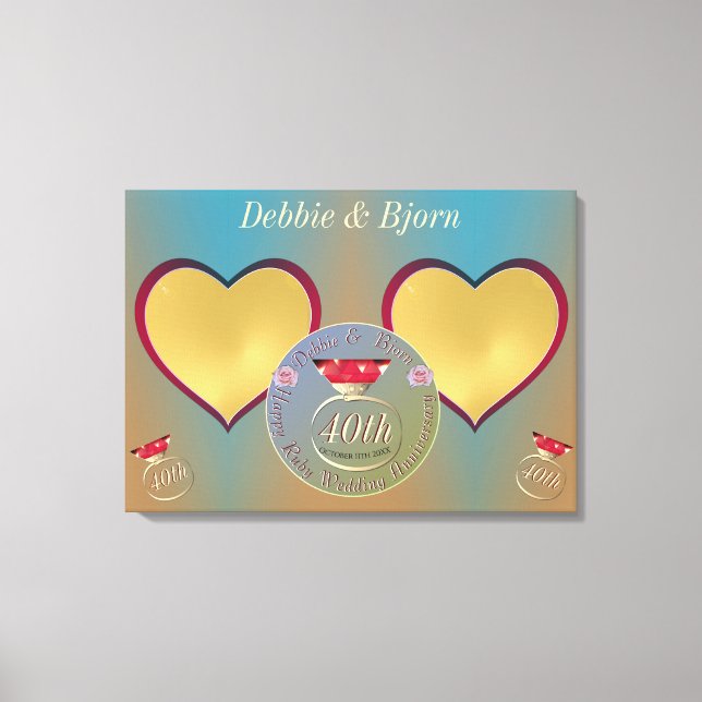 Impressão Em Tela Fotos do 40º aniversário de casamento (Frente)