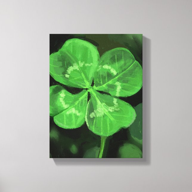 Impressão Em Tela Fourleaf Clover Painting - Still-Life Illustration (Frente)