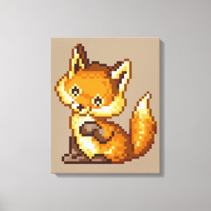 Impressão Em Tela Fox bonito da arte do pixel