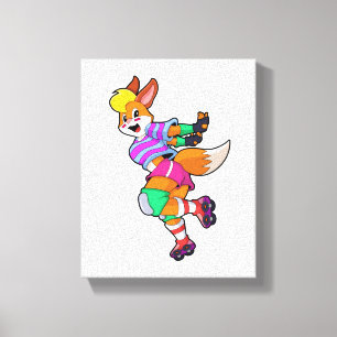 Impressão Em Tela Fox como Skater Inline com Skates Inline