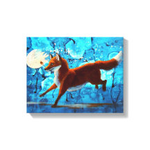 Fox Kitsune Surreal Fantasy em Azul