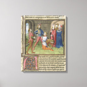 Impressão Em Tela Fr.120 f.522v Knighting de Lancelot 'do