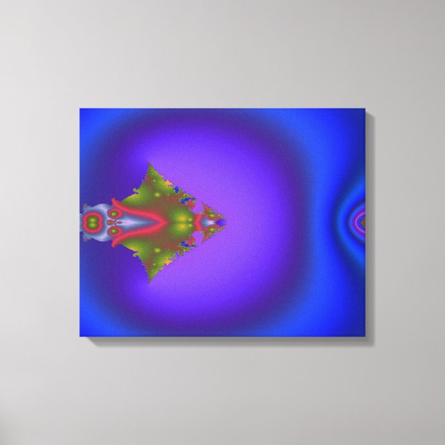 Impressão Em Tela Fractal Azul Profundo (Frente)