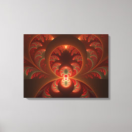 Impressão Em Tela Fractal Vermelho Laranja Moderno Abstrato Luminoso