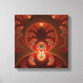 Impressão Em Tela Fractal Vermelho Laranja Moderno Abstrato Luminoso