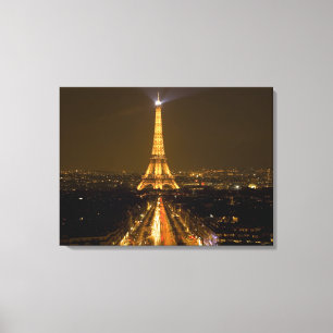 Impressão Em Tela França, Paris. Vista noturna da Torre Eiffel