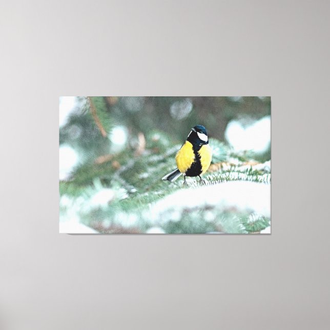 Impressão Em Tela Frango Azul Na Árvore Verde De Spruce (Frente)