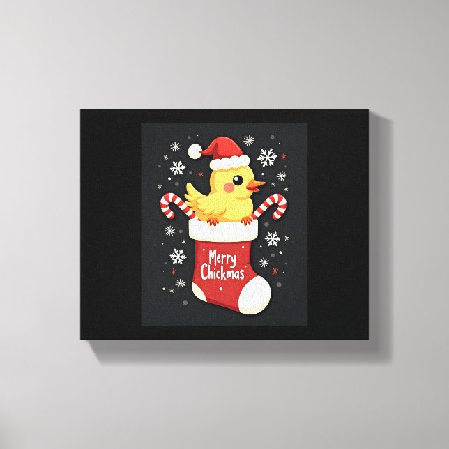 Impressão Em Tela Frango de Natal feliz (Frente)