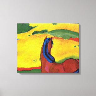 Impressão Em Tela Franz Marc - Cavalo numa pintura de paisagem