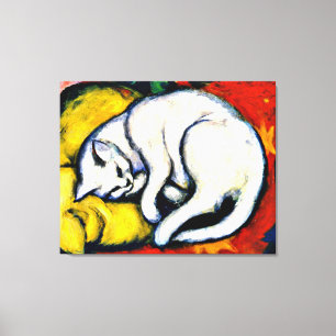 Impressão Em Tela Franz Marc - Gato Branco. pintura famosa,