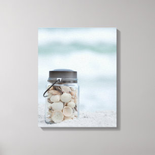 Impressão Em Tela Frasco dos Seashells na praia Florida