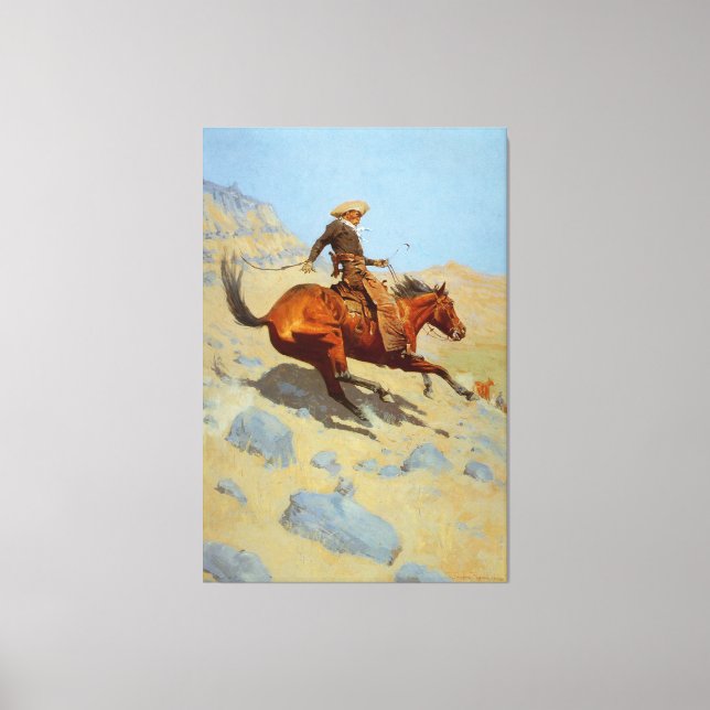 Impressão Em Tela Frederic Remington's The Cowboy (1902) (Frente)