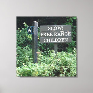 Impressão Em Tela Free Range Children sign, divertido