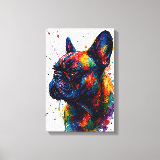 Impressão Em Tela French Bulldog Abstract Portrait – Splatter Style (Frente)