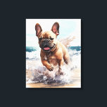 Impressão Em Tela Frenchie French Bulldog Gift<br><div class="desc">O Bulldog francês na praia,  impressão de arte aquática,  é um excelente adicional para sua sala de estar,  cozinha ou excelente. Arte original de Nicole.</div>