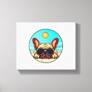 Impressão Em Tela Frenchie gostando da praia