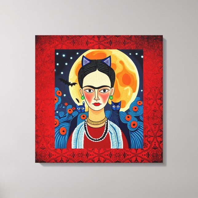 Impressão Em Tela Frida Halloween Design (Frente)